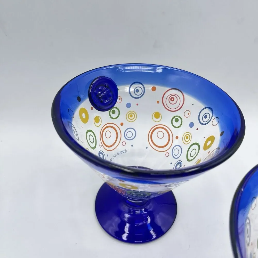 Royal Caribbean Kosta Boda Cocktail Glasses 2009 Hand blown Cobalt Blue 2